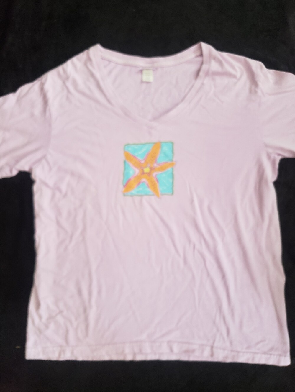 fresh produce Lavender Crewneck Multicolor Starfish Cotton Graphic Tee XL - Picture 2 of 9